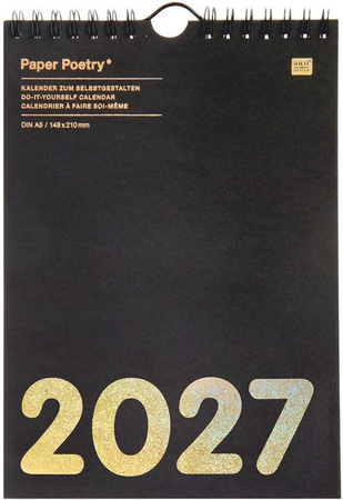 Rico Design Paper Poetry Bastelkalender 2027 Wandkalender Schwarz mit Kunstwerken und Malereien