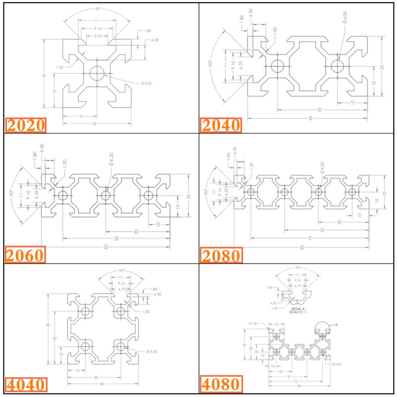 2 Stück Openbuilds V-Slot Aluminiumprofile für 3D-Drucker, passend für 2020/2040/2060/2080/4040/4080, Länge: 100–550 mm - Bild 2