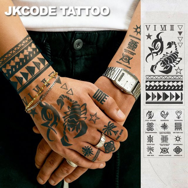 JKCODE TATTOO Semi-permanente Tattoo-Aufkleber, 2 Stück, Unisex - Bild 1