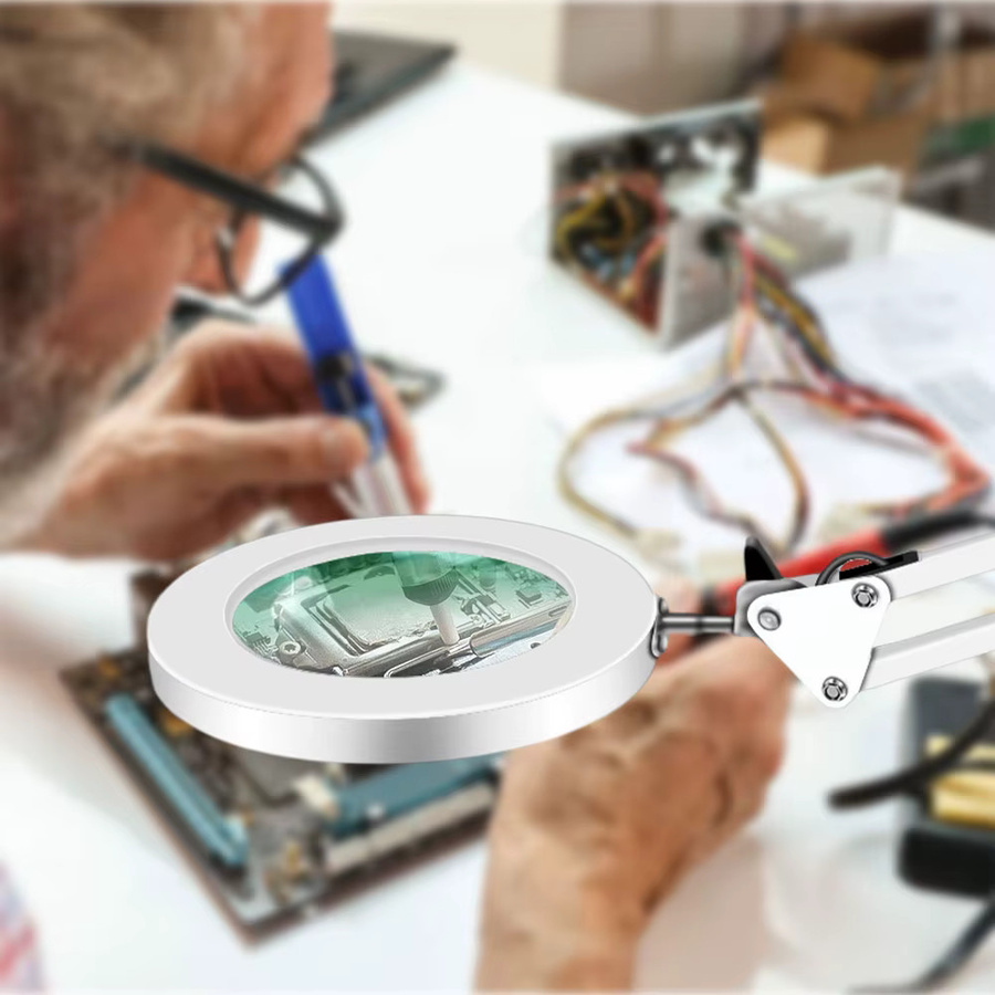 Beleuchtete Tischlupe mit 10-facher Vergrößerung und 72 LEDs, USB-Betrieb, 3 Lichtfarben, Weiß - Bild 6