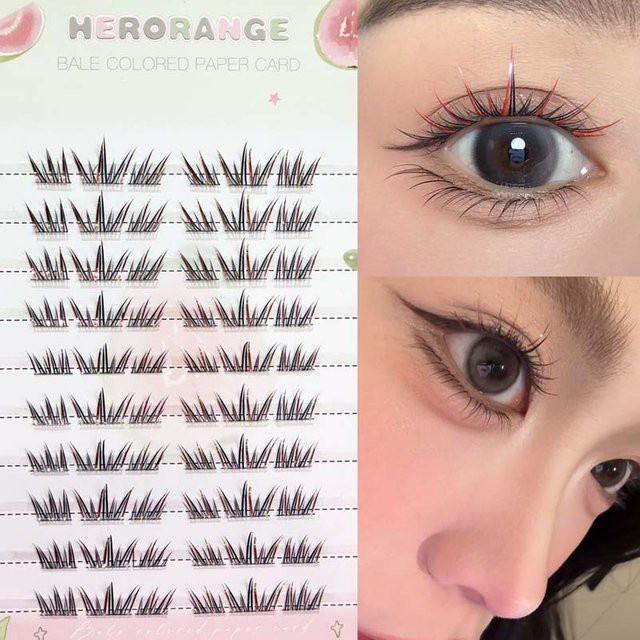 Herorange Wimpern Farbverlauf Rote Tränenförmig, Natürlich - Bild 1