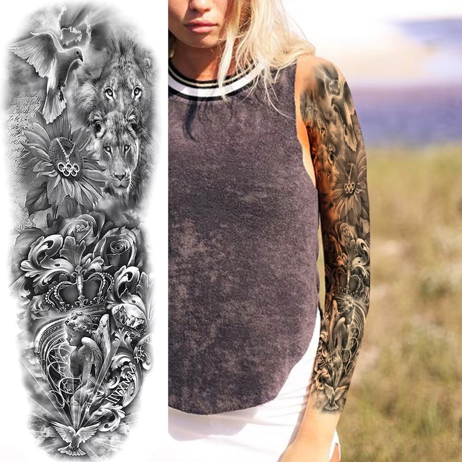 OVIMGO Temporäre Tattoos, Unisex, Kompass Roboter Arm, Schädel Engel Maori Totem - Bild 2