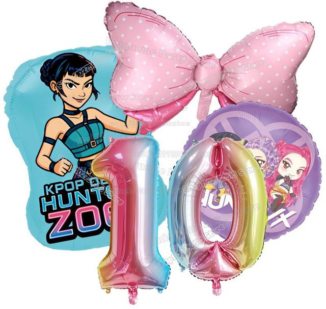 Yiran toy 1 Kpop Dämonenjäger Geburtstag Ballons Set für Mädchen mit Zahlenballons in Multicolour - Bild 1