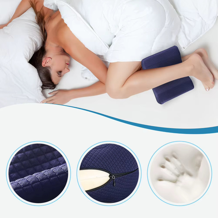 OOAGE Memory-Foam Beinkissen aus Baumwolle in Blau zur Unterstützung der Knie und des Rückens beim Seitenschläfer - Bild 5