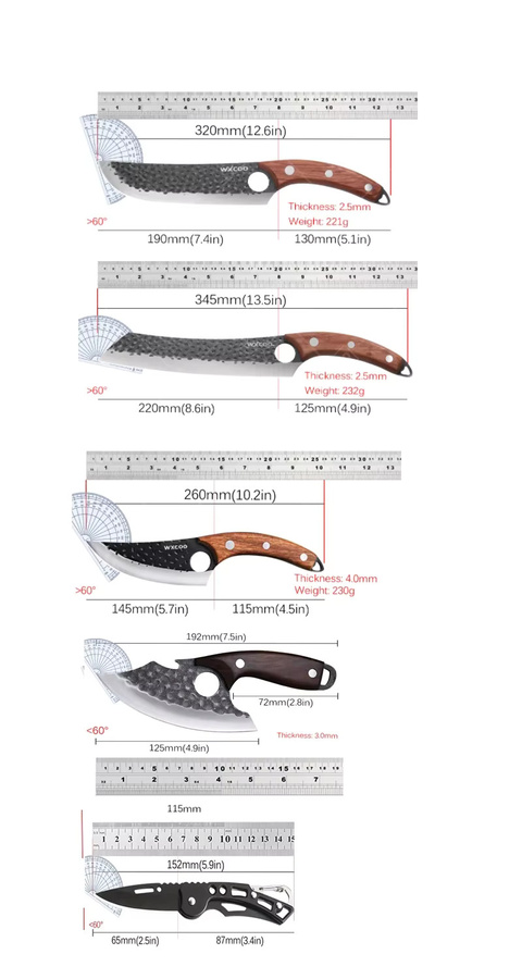 WXCOO Handgeschmiedetes Ausbeinmesser aus Edelstahl in Silber mit Holzgriff zum Schneiden von Fischfleisch und Fleisch - Bild 4