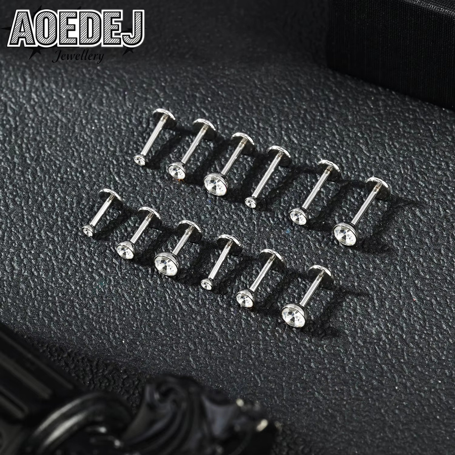 AOEDEJ Ohrstecker Edelstahl, Zirkonia, Silber, Unisex - Bild 2