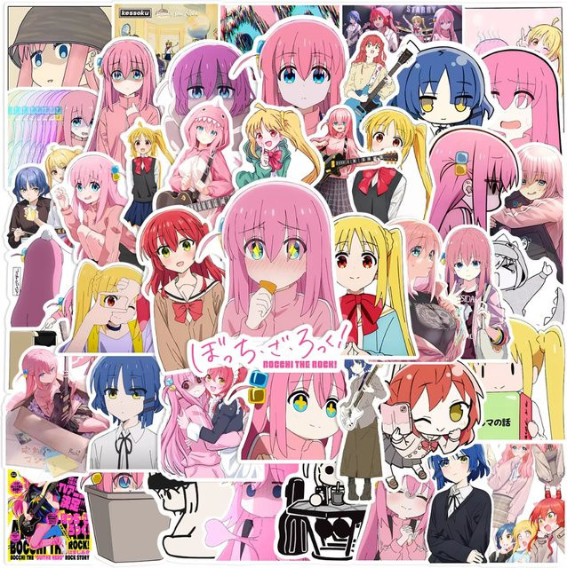 50 Stück BOCCHI Anime Aufkleber Kawaii Gotoh Hitori Sticker Set in Multicolour für Laptop und Notizbuch - Bild 1