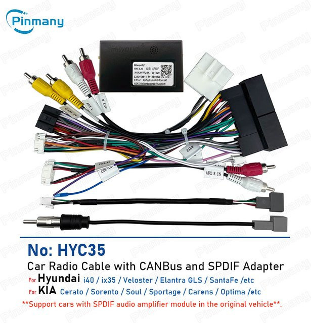 pinmany CAN-Bus Audio-Adapter Auto-Radio-Kabelbaum für Hyundai Santa Fe I40 Ix35 und KIA Cerato Sorento Soul Sportage Carens Optima - Bild 1