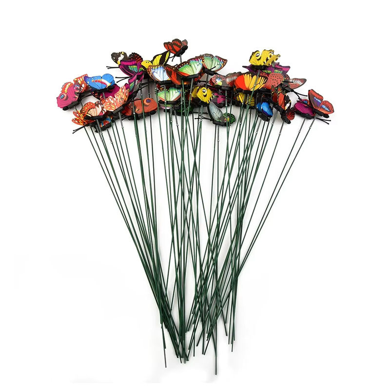 50 Stück VIBRATITE Schmetterling Steckstäbe bunte Simulations-Schmetterlinge zur Garten- und Blumentopf-Dekoration Höhe: 25 cm, Breite: 4 cm - Bild 7