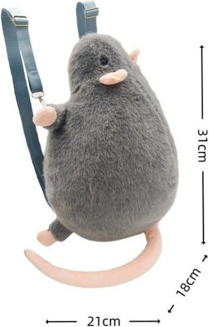 Yiran Health & Beauty Blütenzweig-Ratte-Rucksack, Mäusepuppe, Plüschtier, Grau - Bild 1