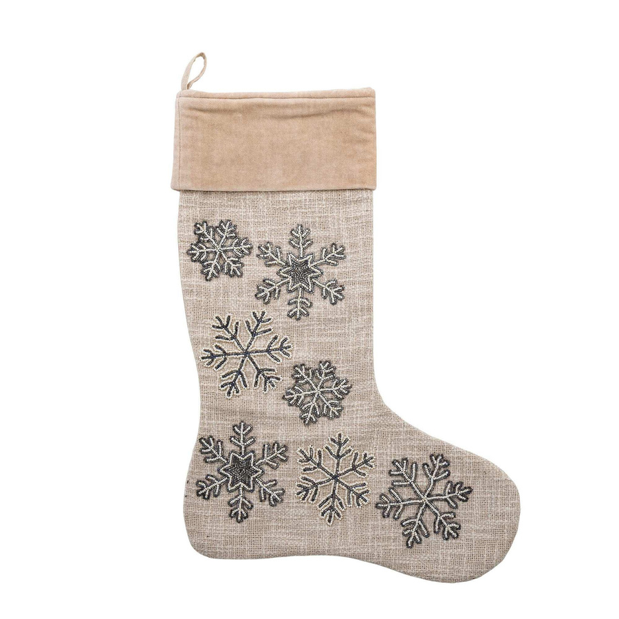 Bloomingville Weihnachtsstrumpf Ahsan aus Baumwolle in Weiß und Beige, Höhe: 44 cm - Bild 1