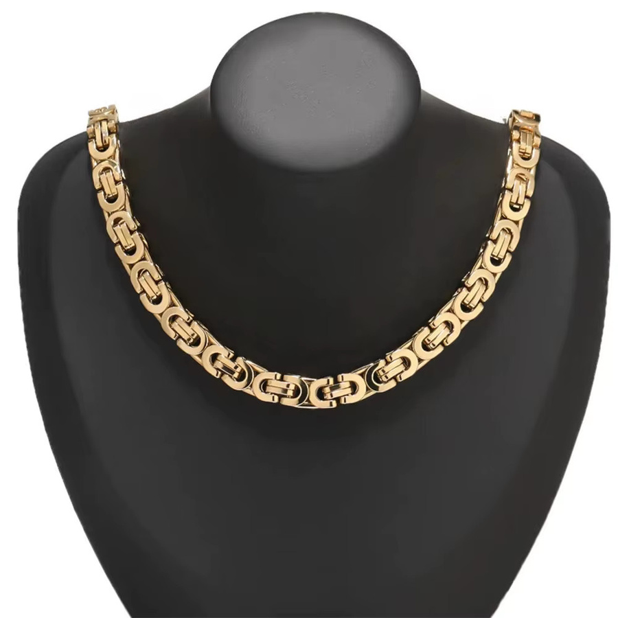 MAGIC ZONE Halskette Byzantinische Gliederkette, Edelstahl, Gold, Unisex - Bild 2