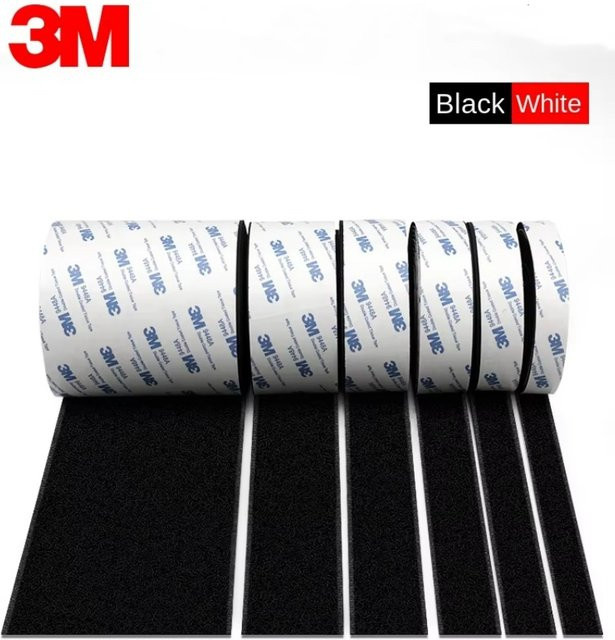 3M 9448A doppelseitiges Klettverschlussband in Schwarz, hochtemperaturbeständig und spurlos, Länge: 3 m - Bild 1