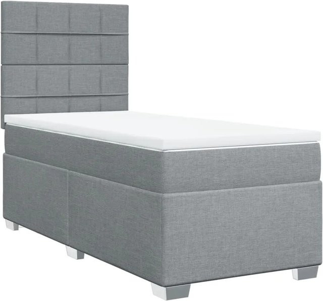 vidaXL Hybrid-Boxspringbett mit Matratze und USB-Ladeport in Hellgrau, B/T/H: 90 x 200 cm - Bild 1