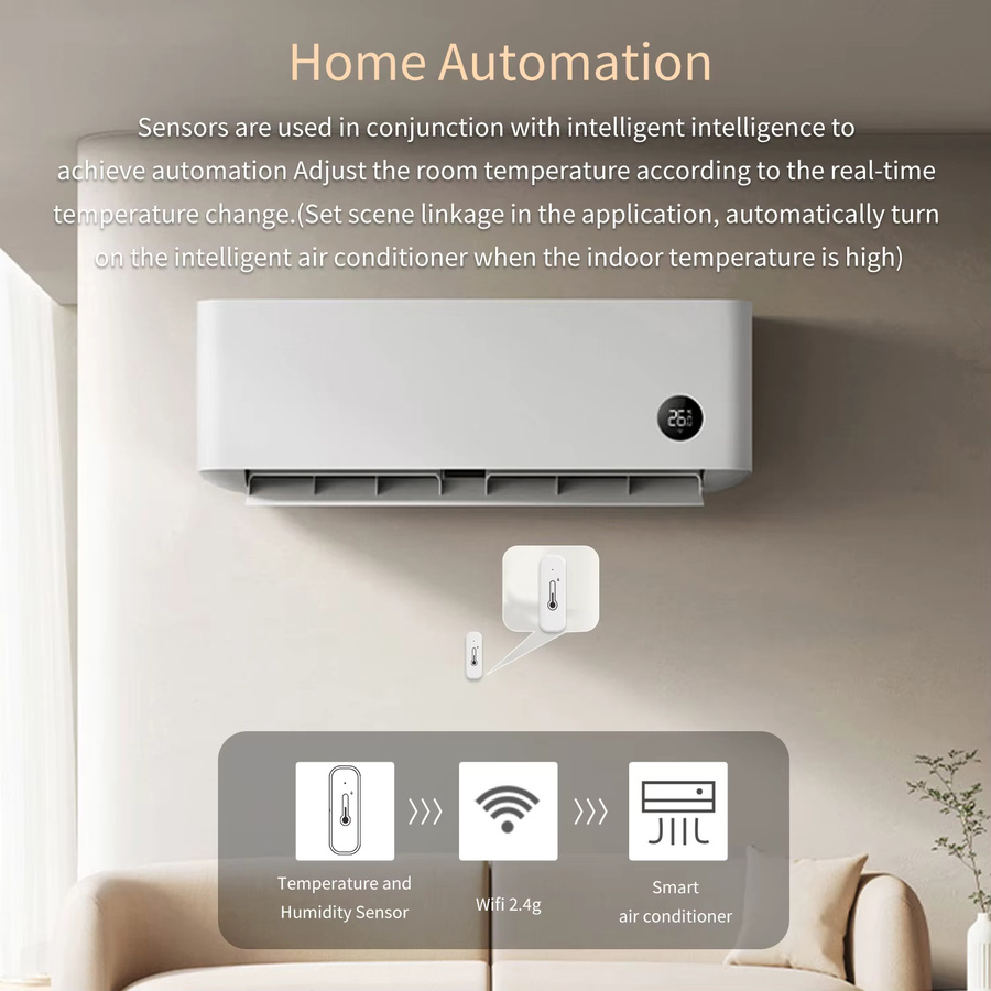 Tuya Smart Temperatur- und Feuchtigkeitssensor in Weiß mit Wi-Fi und Bluetooth zur Smart Home-Automatisierung und Integration mit Alexa und Google - Bild 2