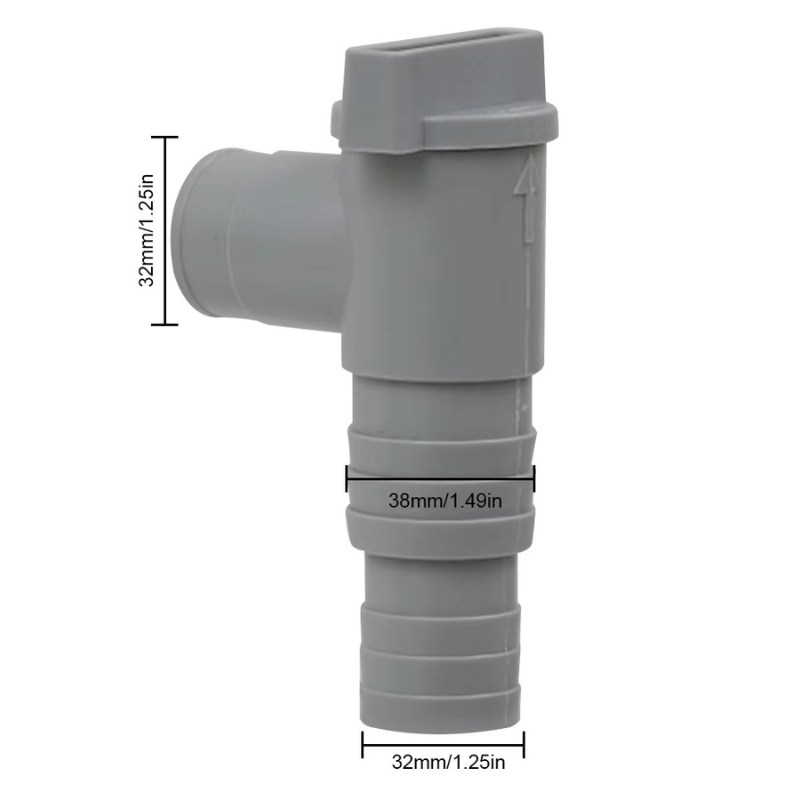 Shunmaii PVC-Poolschlauchadapter mit Absperrventil in Grau, 32 mm Durchmesser, auslaufsicherer Ersatz für Außenpool-Filterpumpen - Bild 5