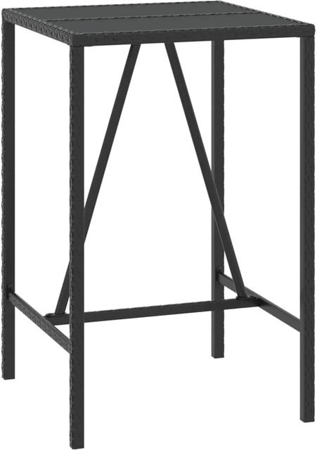 vidaXL Bartisch aus PE-Rattan mit Hartglasplatte in Schwarz, B/T/H: 70 x 70 x 110 cm - Bild 1