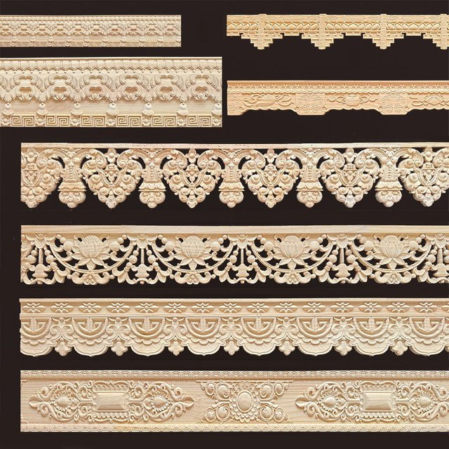 MaYupeT Dekorative Holzapplikation in Beige mit floralem Design für Wandkunst und Möbeldekor - Bild 1