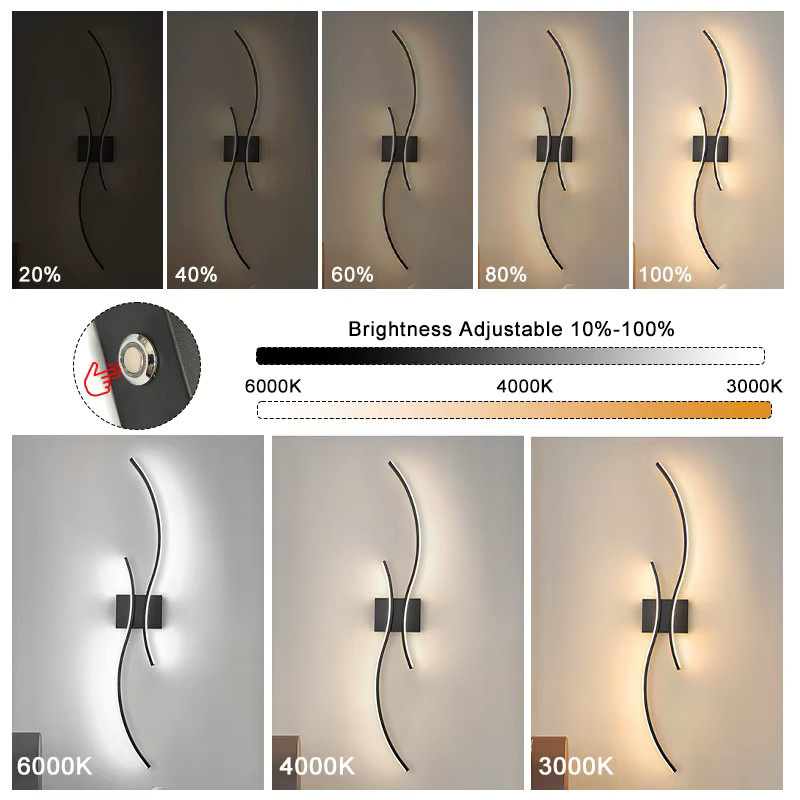 HAULVANG LED-Wandleuchte in Schwarz, kabellos und dimmbar mit Fernbedienung, 6000mAh USB-wiederaufladbar, modern mit 3CCT Lichtfarben - Bild 3