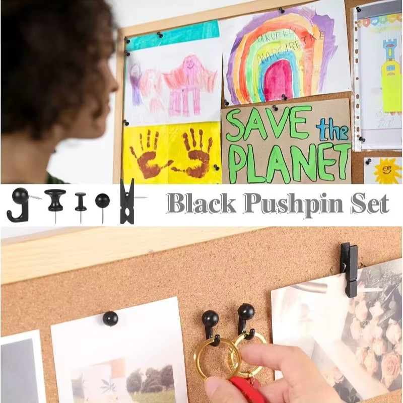 Push-Pin-Set Reißzwecke-Kollektion in Schwarz für Büroorganisation, Schulprojekte und Heimdekoration - Bild 4