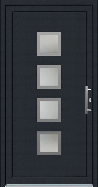 Panto Kunststoff-Haustür K025 mit Glaseinsatz in Weiß-Anthrazit, B: 110 cm, H: 210 cm, DIN Rechts - Bild 1