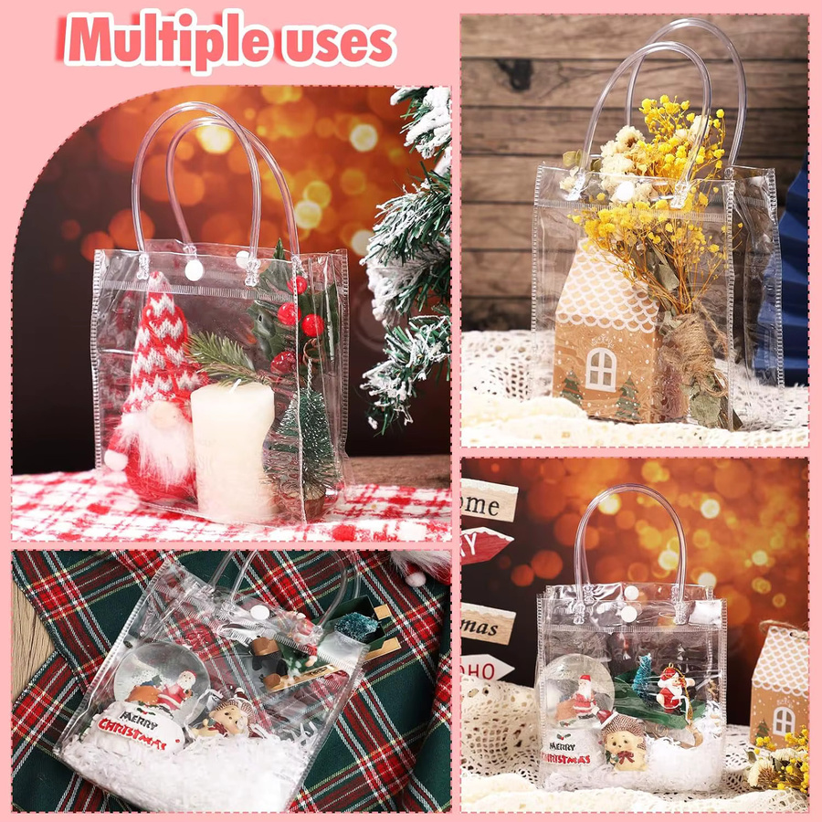 12 Stück transparente Geschenktüten aus Kunststoff für Süßigkeiten und Souvenirs zu Weihnachten, Halloween oder Hochzeiten - Bild 4