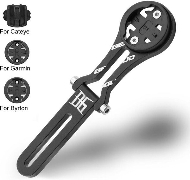 DOMEN Fahrradcomputer-Halterung aus Aluminiumlegierung für MTB und Rennräder, verstellbare Lenkerhalterung für Garmin, Cateye und Bryton, Schwarz - Bild 1