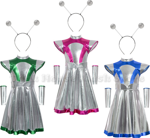 HHYRCOS Alien-Cosplay-Kostüm, Roboter-Kleid, Silber, Weltraum, Textil - Bild 1