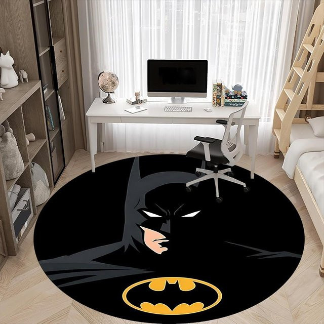 Runder Batman Logo Teppich von Yun Heng Three in Schwarz, Durchmesser: 120 cm - Bild 1