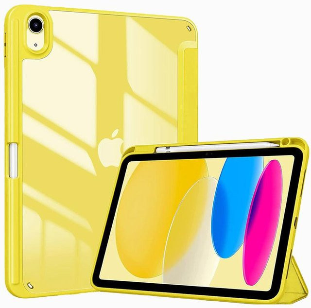 Rui Di Hybrid Slim Schutzhülle für iPad 10. und 11. Generation mit Stifthalter und Dreifach-Ständer in Gelb - Bild 1