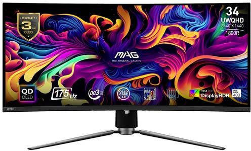 MSI MAG 341CQPDE QD-OLED Gaming-Monitor, 34,2 Zoll, Schwarz, UWQHD, Curved, 175 Hz, 0,03 ms, HDMI, DisplayPort - Bild 3
