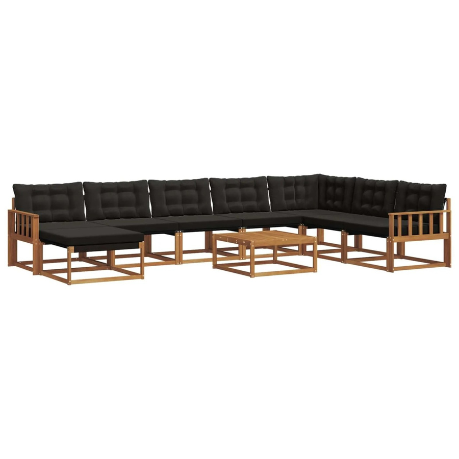 vidaXL Outdoor-Sofagarnitur aus Akazienholz mit Textilene und Kissen, 25-teilig, Natur und Schwarz - Bild 2