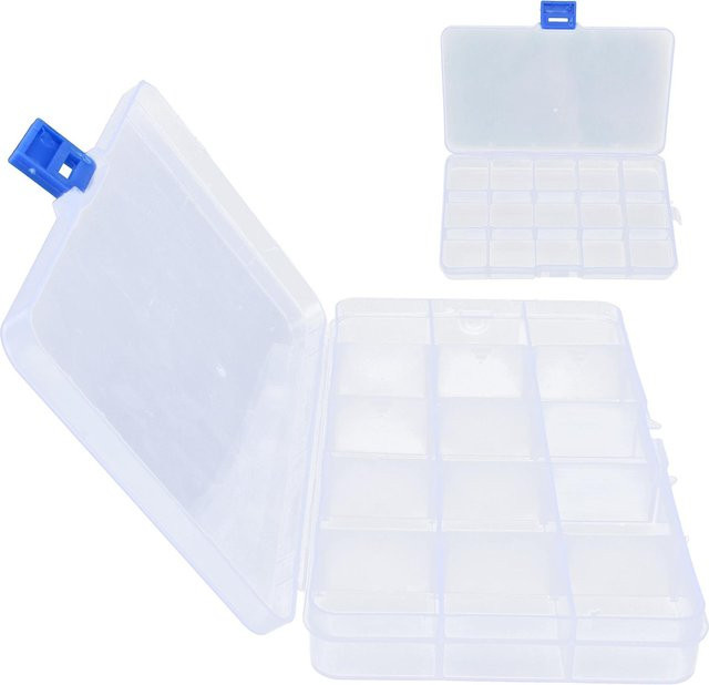 mfySpace Organizerbox aus Kunststoff in Weiß und Transparent zur Aufbewahrung von Schmuck, Perlen, Ohrringen und Kleinteilen - Bild 1