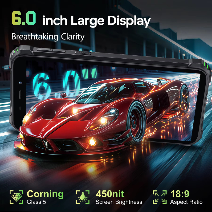 Oukitel G3 Robustes Android Smartphone mit 256 GB Speicher, 6 Zoll HD-Display, 6300 mAh Akku und IP68/IP69K Zertifizierung in Schwarz oder Grün - Bild 5