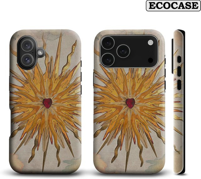Sacred Heart Sun Handyhülle für iPhone 17 16 15 14 13 12 11 Pro Max Plus mit doppelschichtiger Rückseite in Multicolour - Bild 1
