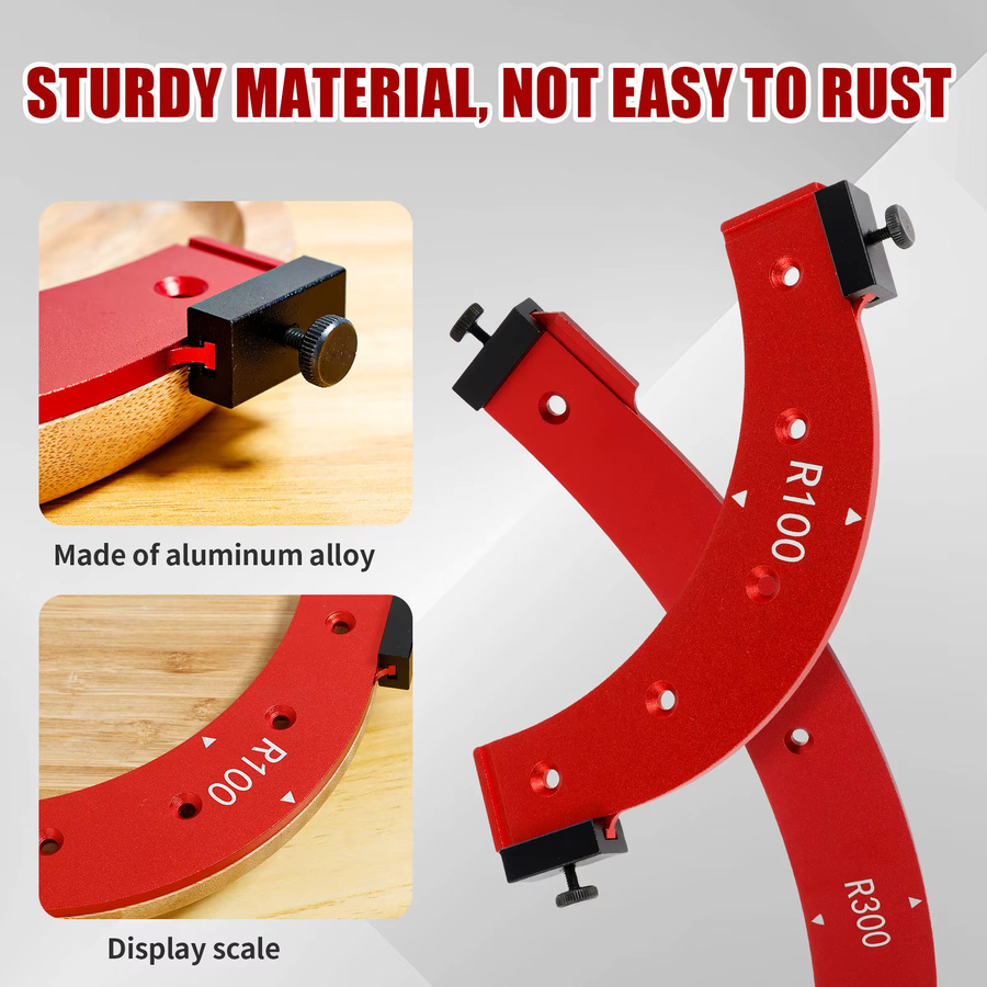 Toorise Runde Ecke Radius Vorlage aus Aluminiumlegierung in Rot für Positionierung und Jig-Hilfswerkzeug - Bild 3