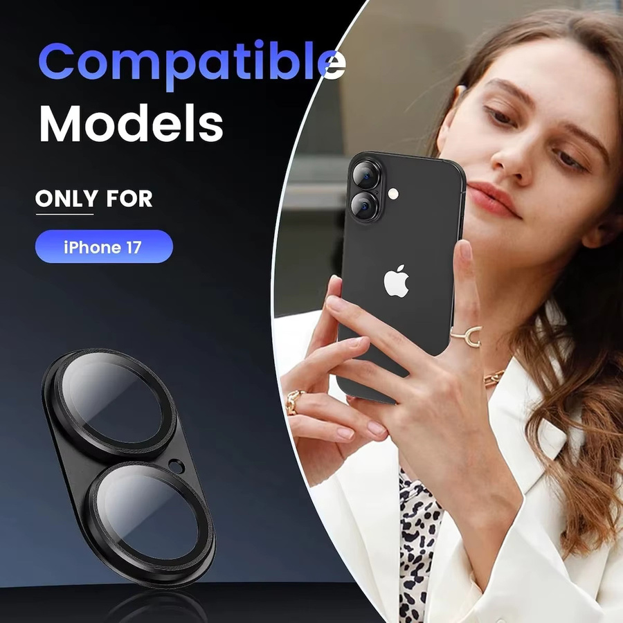 Apple iPhone 17 Kameraobjektivschutz aus mattem Rüstungsmetall in Schwarz - Bild 2