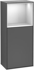 V&B Finion Seitenschrank Grau mit LED-Beleuchtung und Glasfachboden, B: 41,8 cm, H: 93,6 cm - Bild 1