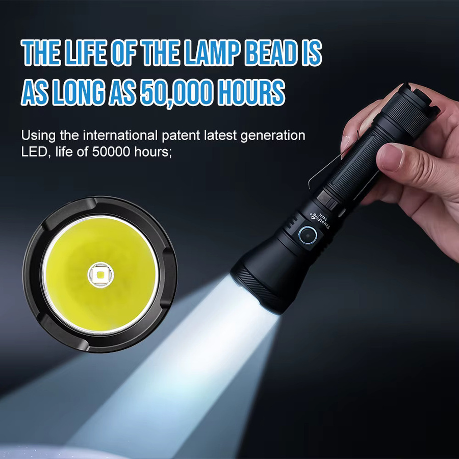 Trustfire T40R Taktische LED-Taschenlampe in Schwarz mit 1800 Lumen, USB-Aufladung und IP68-Schutz - Bild 5