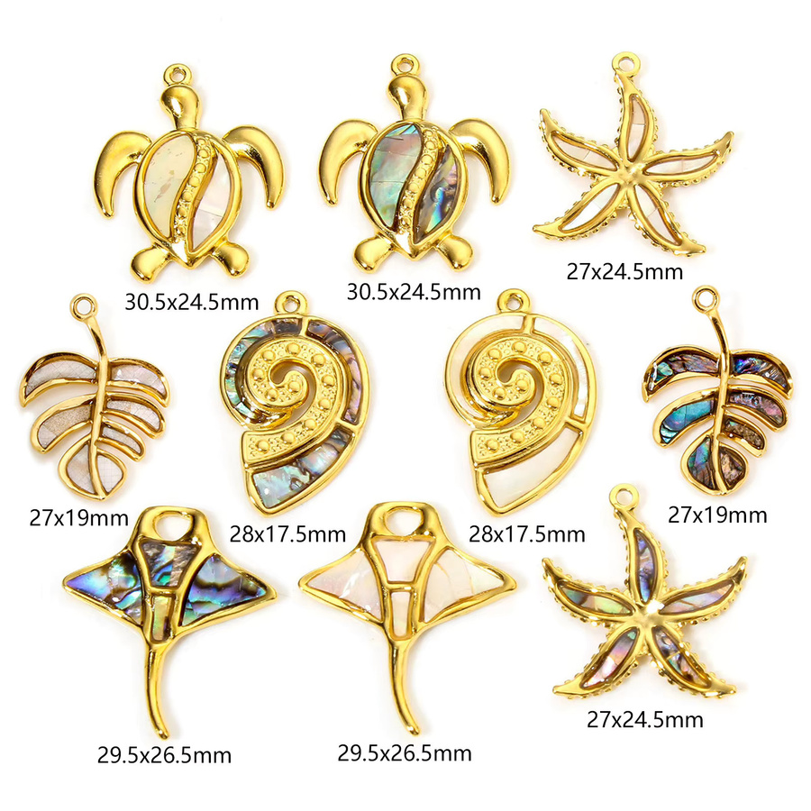 DoreenBeads Charms Edelstahl, Gold, Muschel Seestern Meeresschildkröte, Unisex - Bild 1