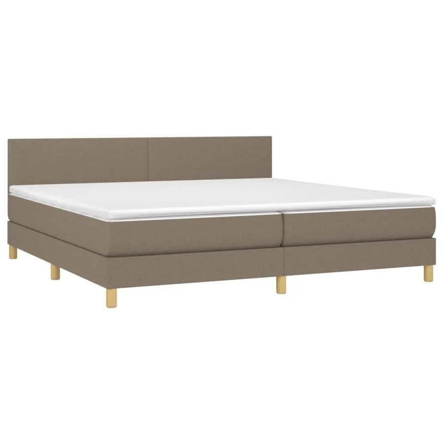 vidaXL Boxspringbett mit Matratze in Beige, Hybrid-Bett mit LED-Unterbettbeleuchtung und USB-Ladeport, Stoff, B/T: 200 x 200 cm - Bild 2