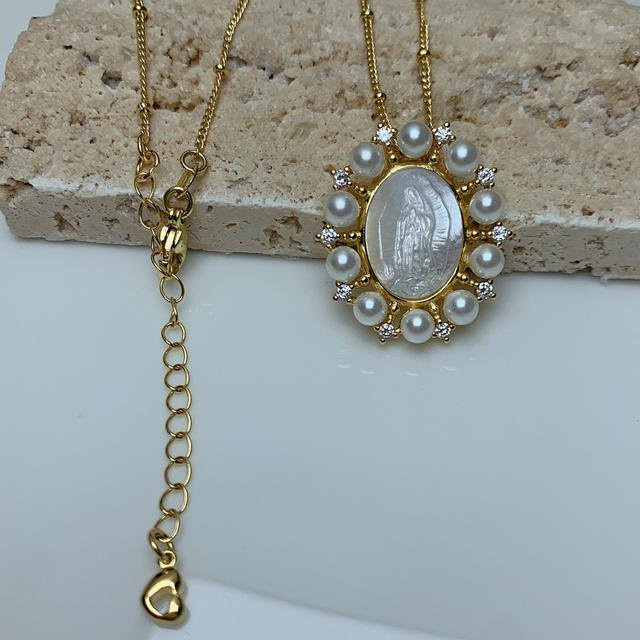 Wucifang Jewelry Anhänger Halskette, Zirkonia, Perle, Kupfer, Weiß, Damen, 50cm - Bild 1
