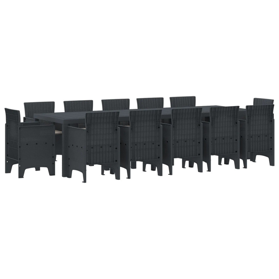 vidaXL 13-teilige Garten Essgruppe aus Poly-Rattan mit Kissen in Anthrazit - Bild 2