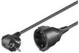 MicroConnect Spannungsversorgungs-Verlängerungskabel CEE 7/7 (W) zu CEE 7/7 (M) mit 90° Stecker, Schwarz, Länge: 5 m - Bild 1