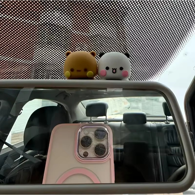 2er-Set süße Bären und Panda Telefonanhänger aus PVC als Mini-Cartoon-Figuren zur Dekoration von Smartphone und Tablet mit kratzfester Basis - Bild 5
