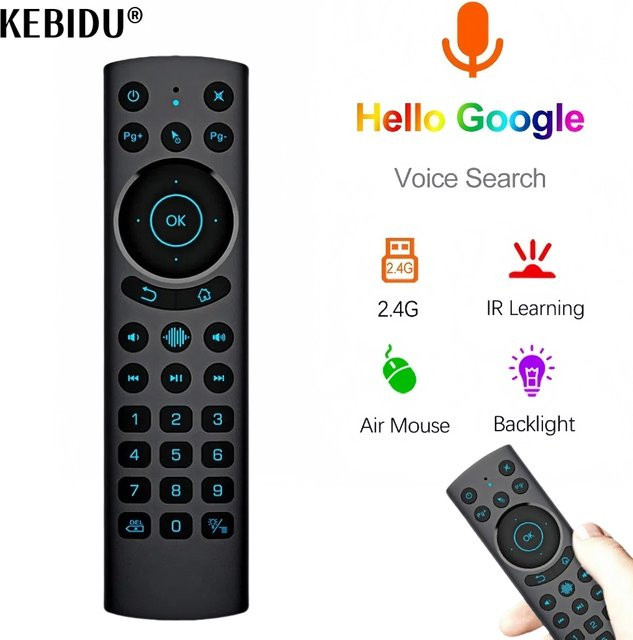 Kebidu G20S BT PRO Sprachfernbedienung mit Bluetooth 5.0, 2,4 G kabellose Air Mouse, Mikrofon, Gyroskop und IR-Lernen für Android TV Box, Schwarz - Bild 1