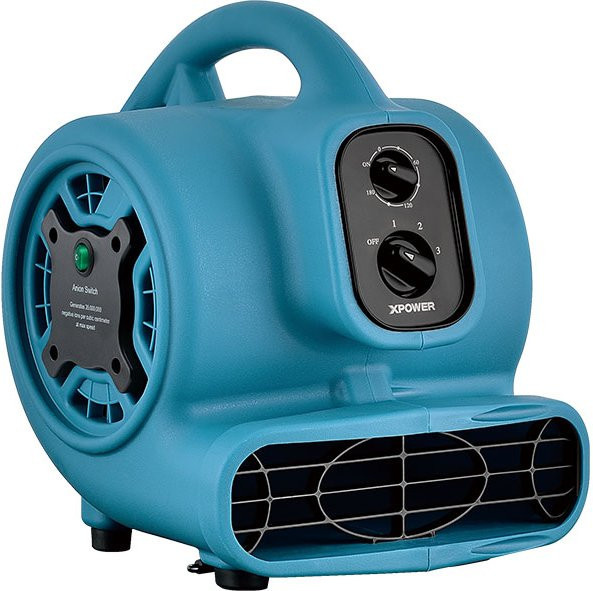 XPower P-250NT Negativ-Ionen Bodenventilator in Blau mit Timer zur Wasserschadensanierung und Teppichtrocknung - Bild 1