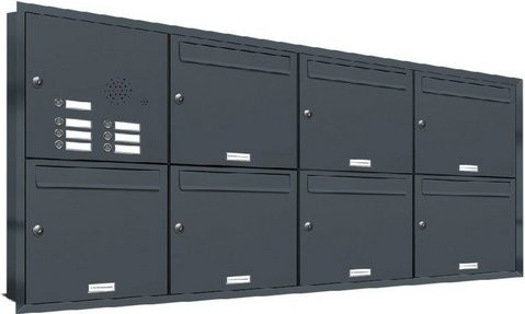 AL Briefkasten-Mehrfachsystem für 7 Parteien zur Unterputzmontage, grau, B/H/T: 153,183 x 72,4 x 11,6 cm - Bild 1