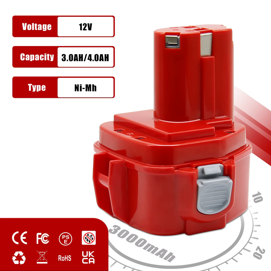 5er-Set Makita PA12 Akkus 12 V 4000 mAh Ni-Mh in Rot für Elektrowerkzeuge - Bild 3