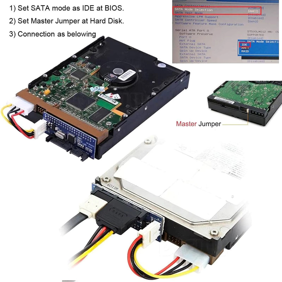 JoniSerl IDE zu SATA Konverter Adapter für 3,5 Zoll Festplatten in Multicolour - Bild 4